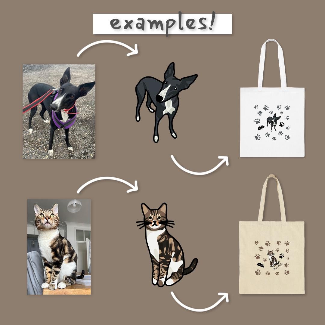 Custom Pet Totebag Paw Prints Design