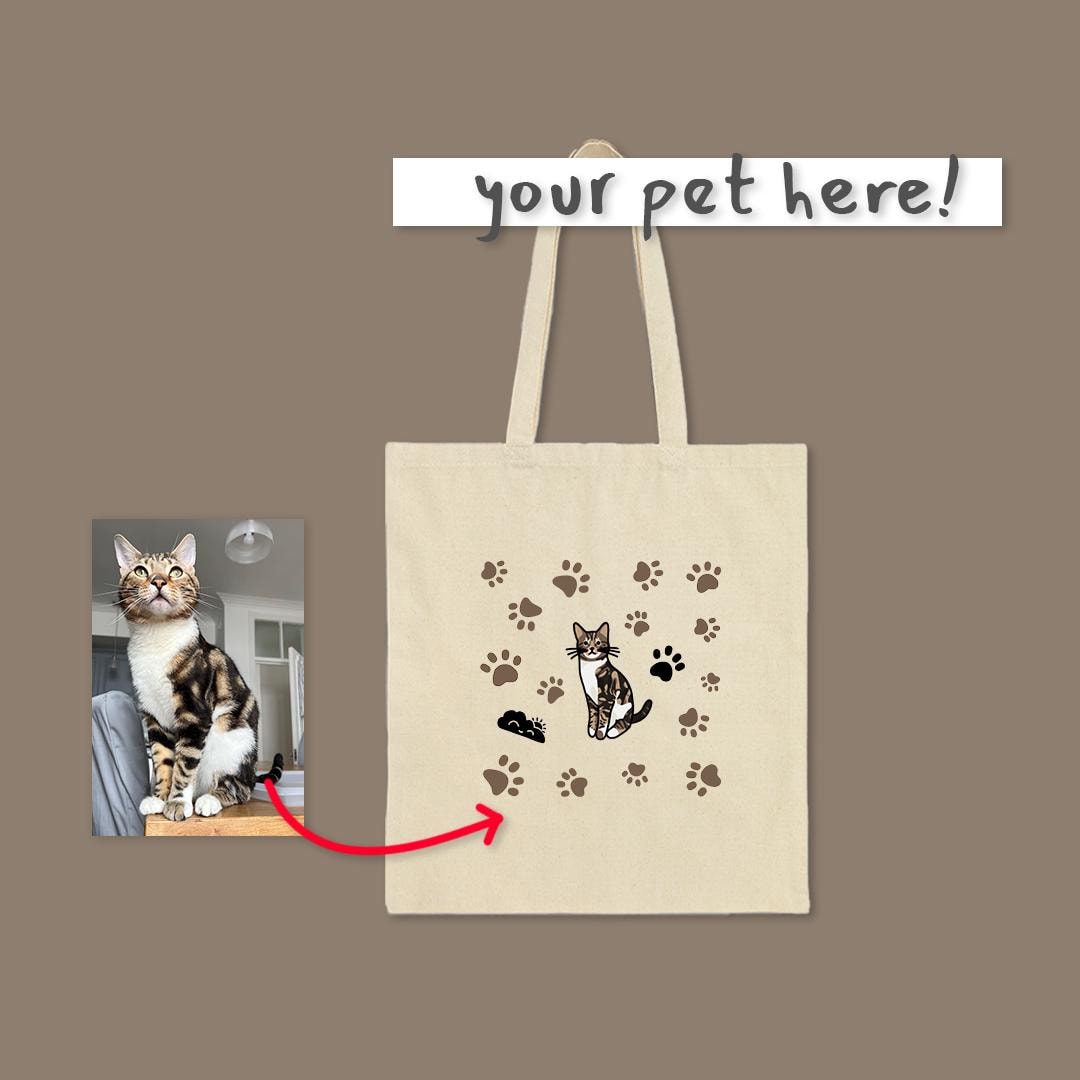 Custom Pet Totebag Paw Prints Design