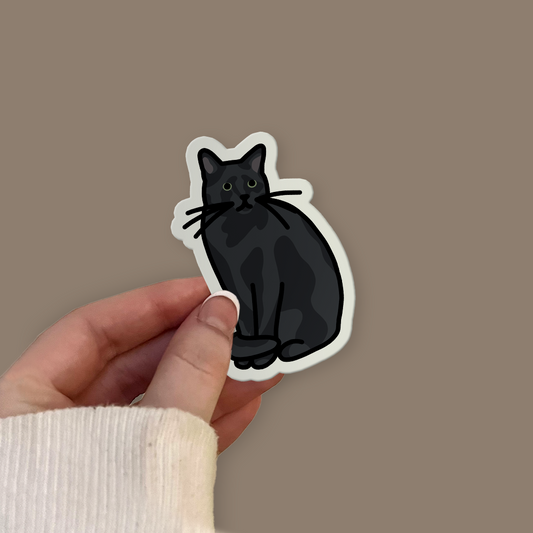 Black Cat Sitting Sticker