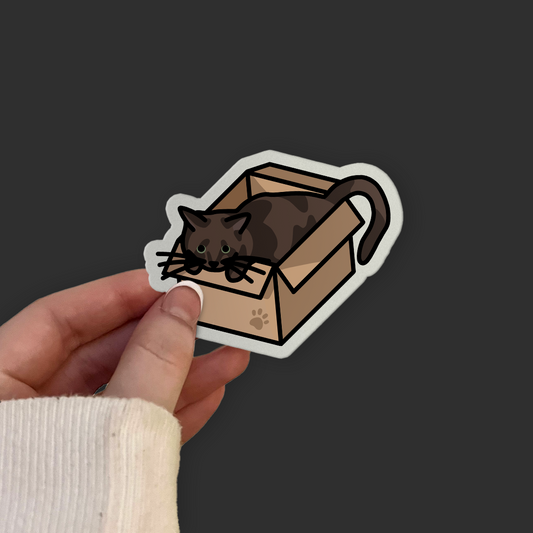 Brown Cat in a Box Sticker