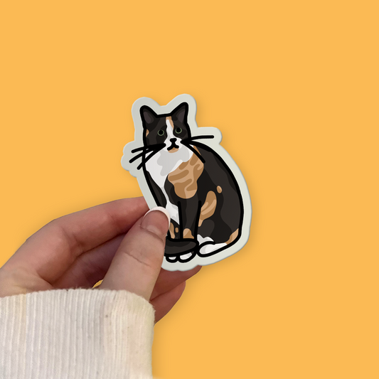 Calico Cat Sitting Sticker