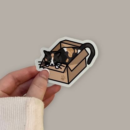 Calico Cat in a Box Sticker