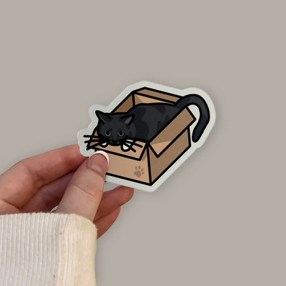 Tuxedo Cat in a Box Sticker